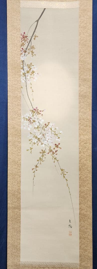 朧月夜桜図】今井景樹 2702 おぼろ月 さくら 共箱 肉筆 掛け軸の通販は