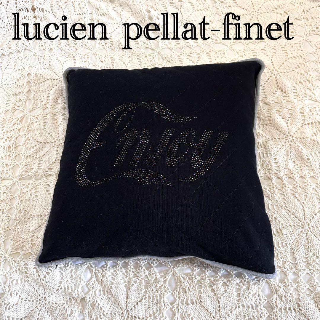 美品☆ルシアンペラフィネ☆クッション☆ブラック☆Enjoy☆ラインストーン Lucien Pellat-Finet（ルシアン・ペラフィネ） スカル スワロフスキー