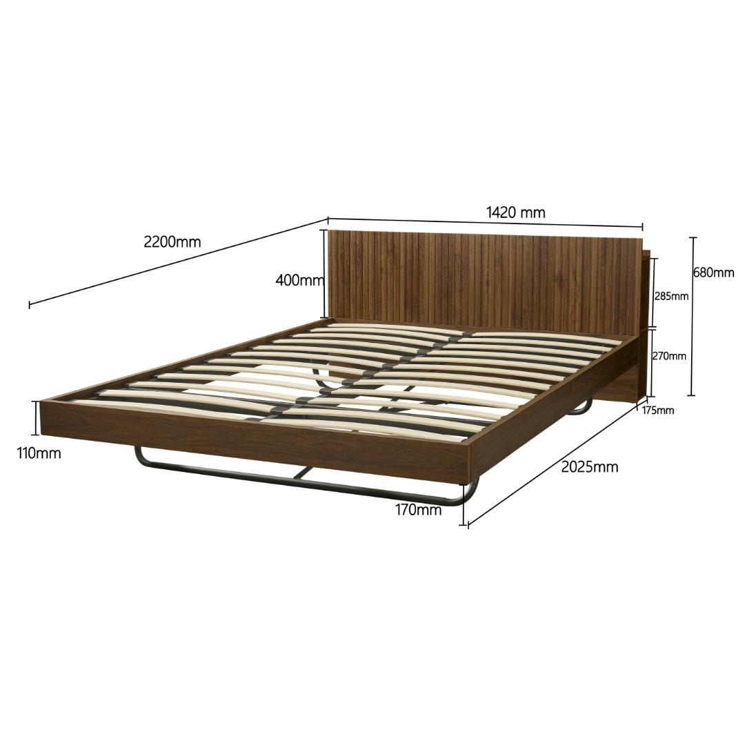 ダブル.べッド ウォールナット色 収納付き Walnut【Dダブル.べッド
