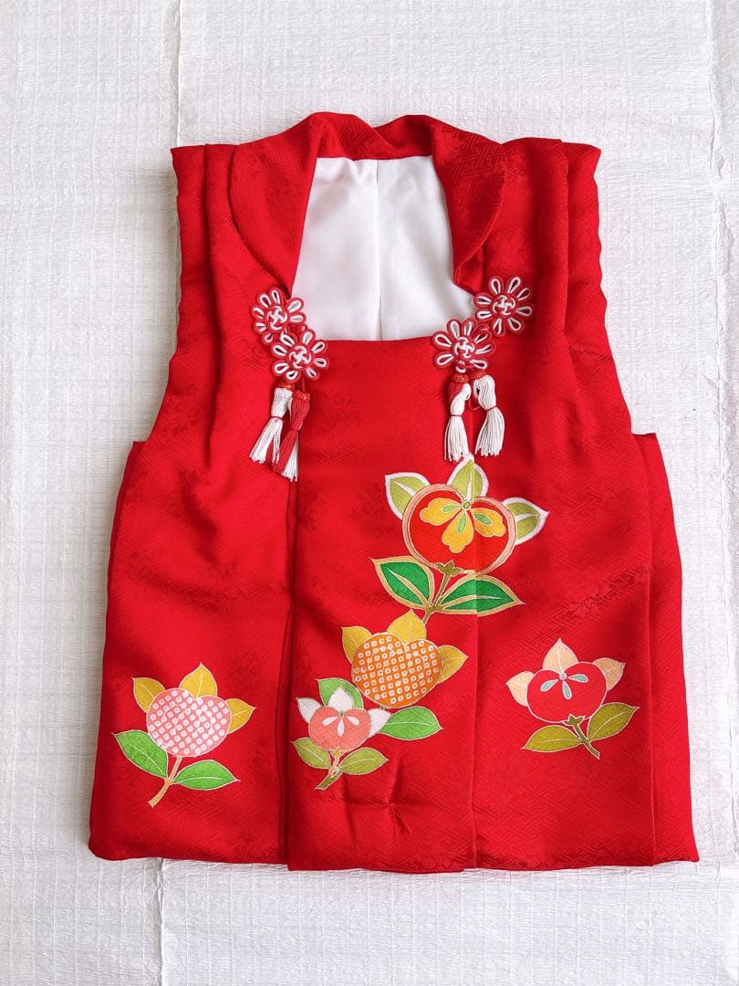 10日まで値引き中】七五三 3歳着物 被布セット 正絹 手描き ピンク【美品】