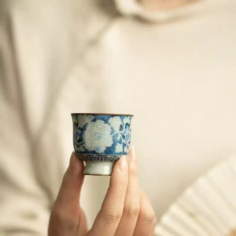 ききちゃん様 染付 鳥獣戯画 ごはん茶碗5つ＋豆皿5枚 染付 鳥獣戯画