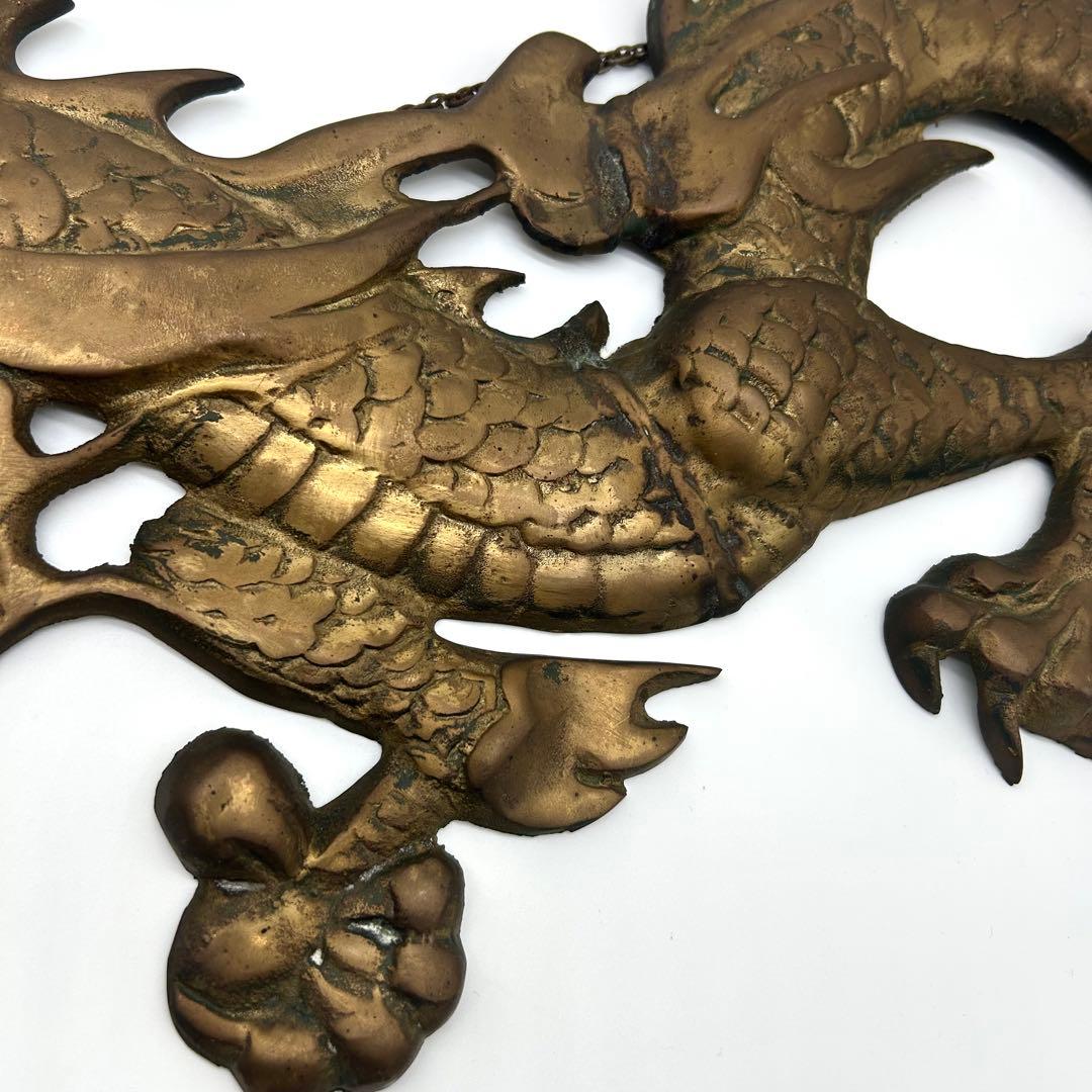 双龍浮彫一対 金属製 95.5cm 壁掛