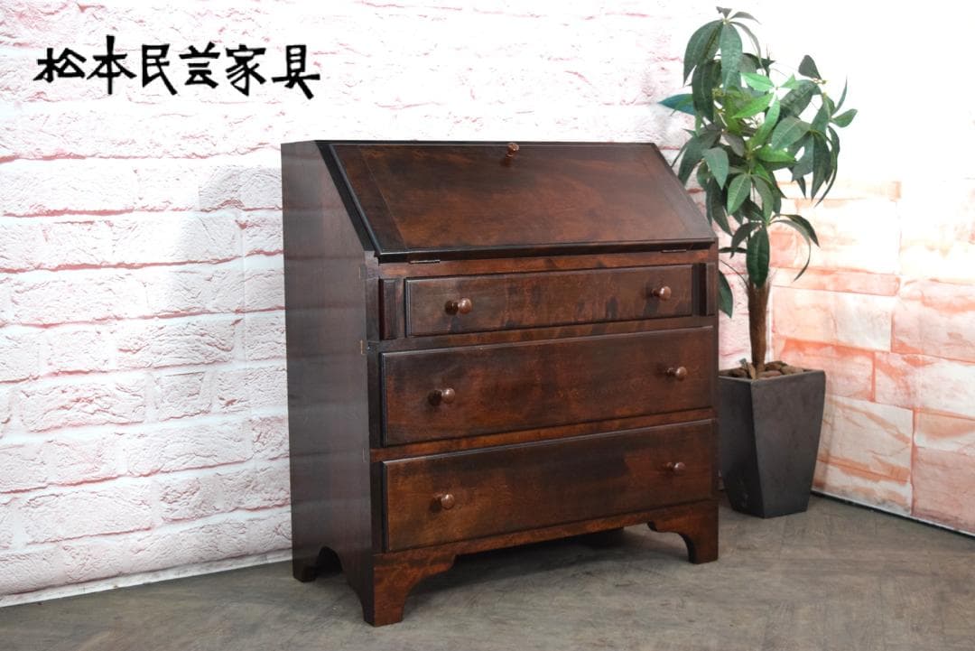 松本民芸家具 ライティングビューロー/デスク #308型 訳あり品 松本民芸家具ライティングデスク | 全ての商品 - 古家具古道具 そうすけ