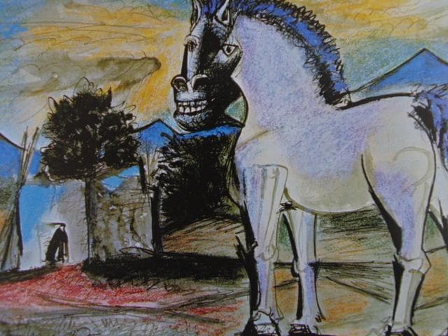 ピカソ(PICASSO)【風景の前の馬】、高級画集画、状態良好、新品高級