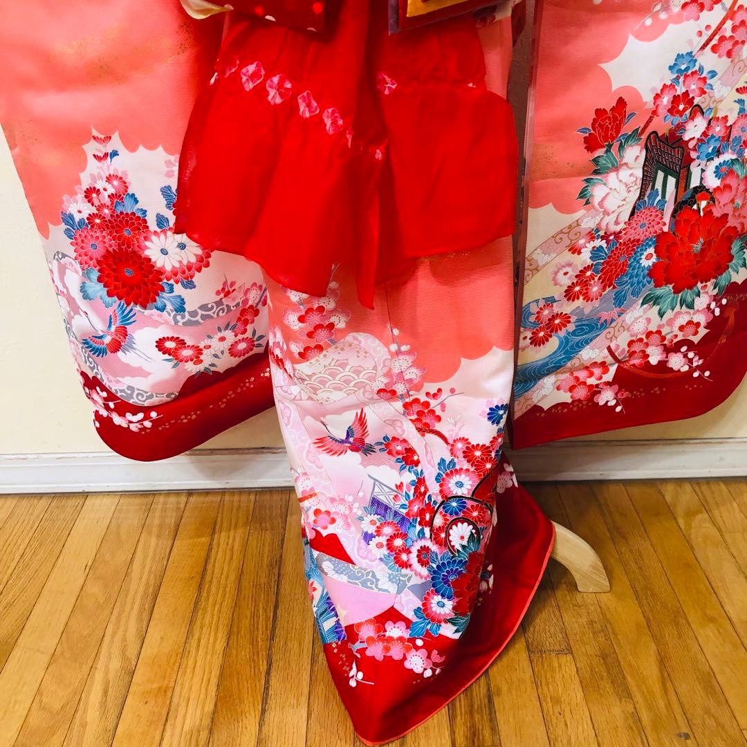 七五三 七歳‼️プリンセスならばピンク❤️豪華御所車手毬花々金彩金箔煌