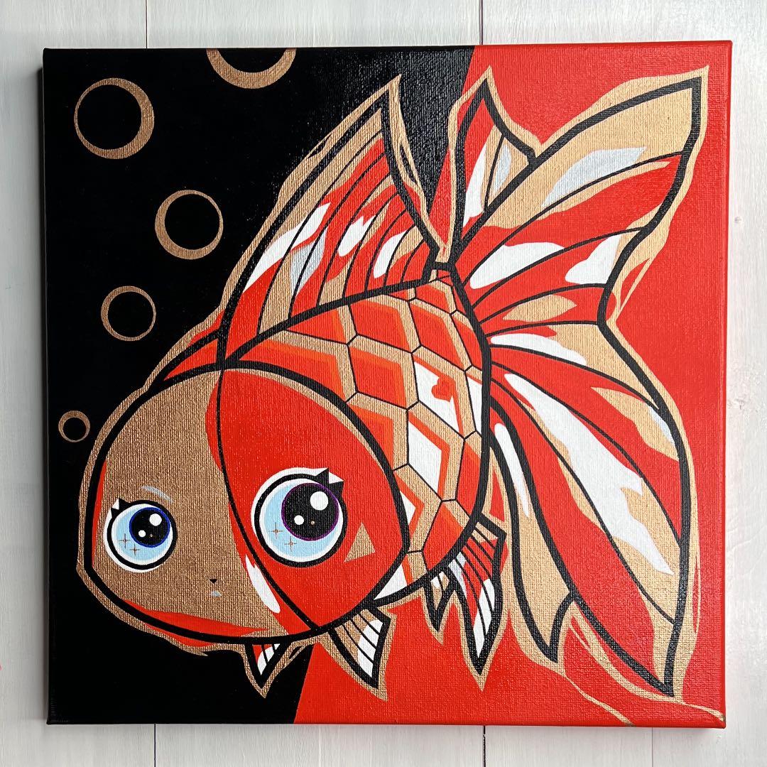 巡る」｜絵画 原画 抽象画 動物画 絵 金魚 イラスト ドローイングの