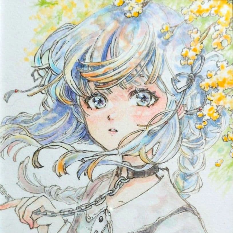 手描きイラスト オリジナルイラスト 創作 アナログイラスト 水彩画