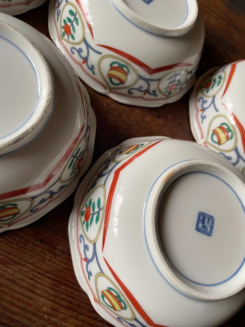 蒙古焼 藍窯 木棚付 中鉢 小皿 箸置 各5客 醤油差し1客セット新品 未