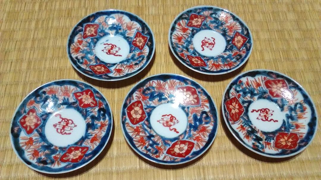 小皿（5枚）9.5cm 輸出 伊万里 金彩赤絵
