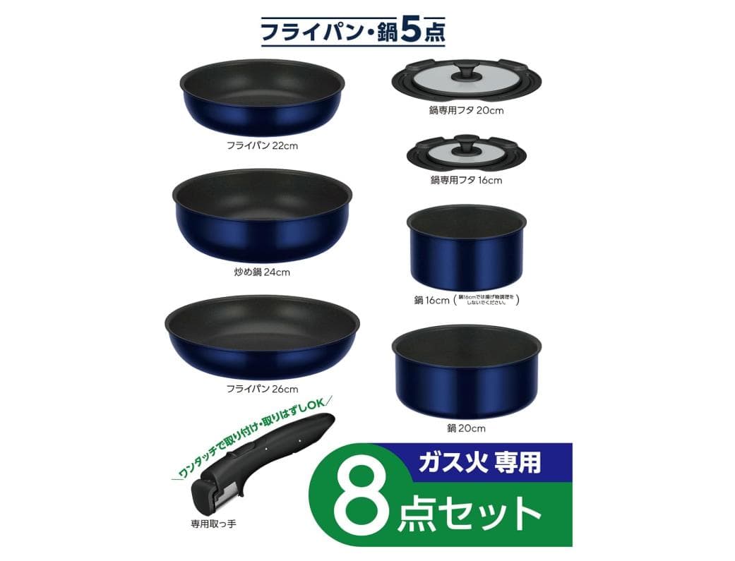 新品] Thermos ネイビー鍋・フライパン8点セット 新品未使用 - メルカリ