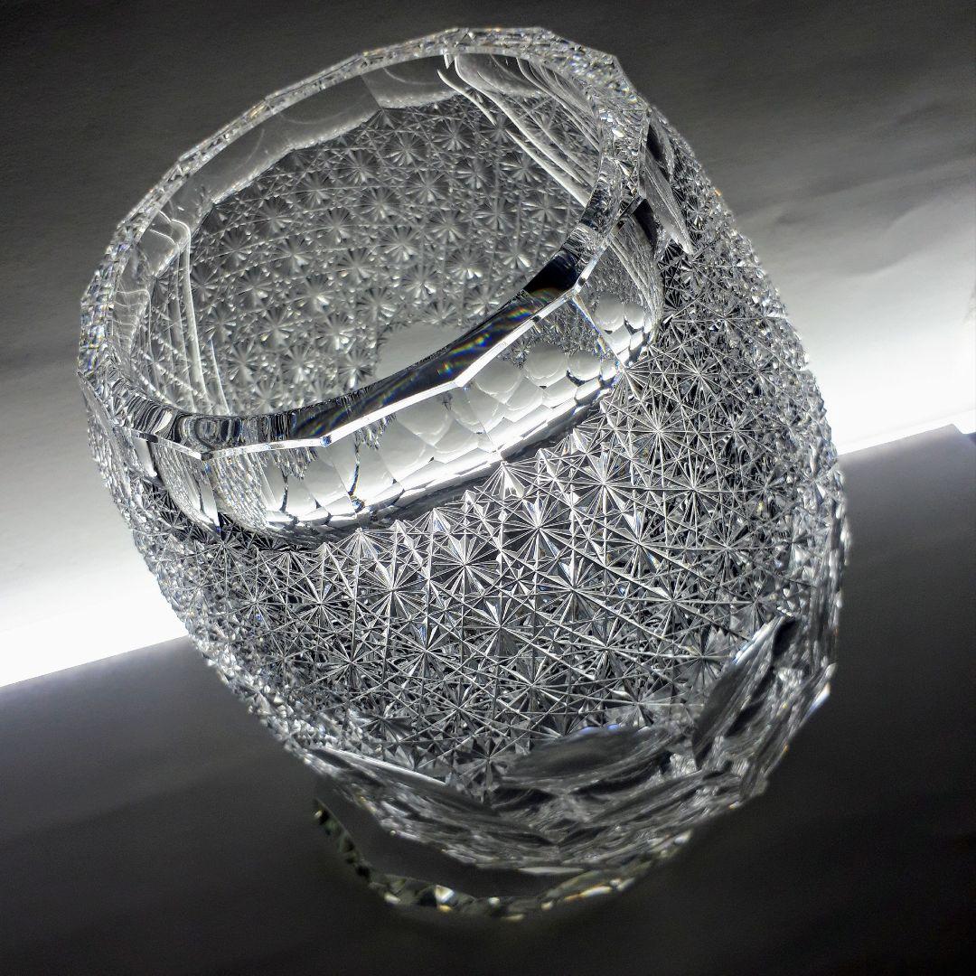 江戸切子 堀口硝子 三代目秀石 作品 花器 銘「ゴジラの卵」【 未使用