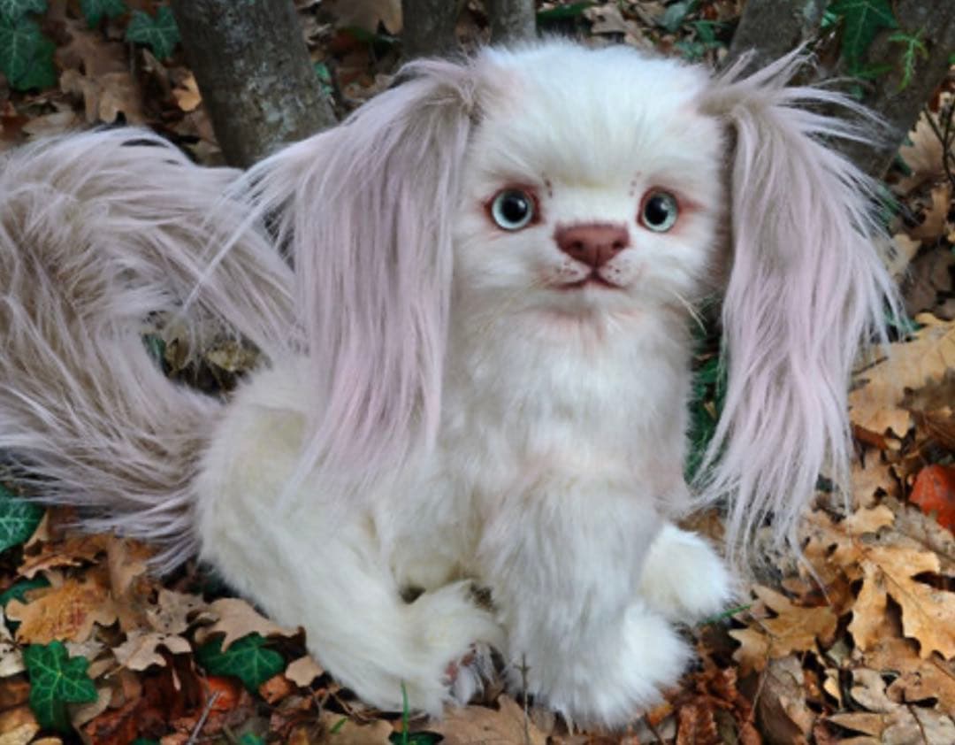 最終価格　海外作家様　ぬいぐるみ　テディベア　白い犬　アートドール 愛される白熊ちゃん ぬいぐるみ テディベア ハンドメイド 海外作家様 置物