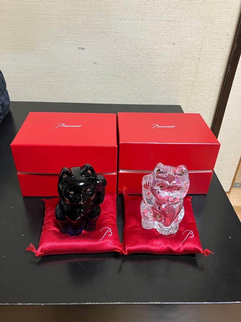 かりんちゃん Baccaratの招き猫 置物 セット Amazon.com: Baccarat Crystal Clear Lucky Cat 2607786 : Home & Kitchen