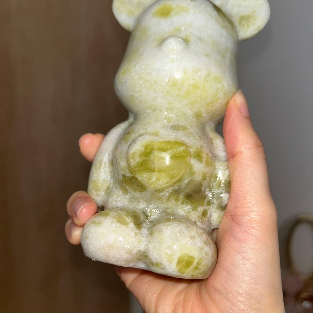 グリーンジェイド クマちゃん bigサイズ 930g 天然石 置物 クマの置物