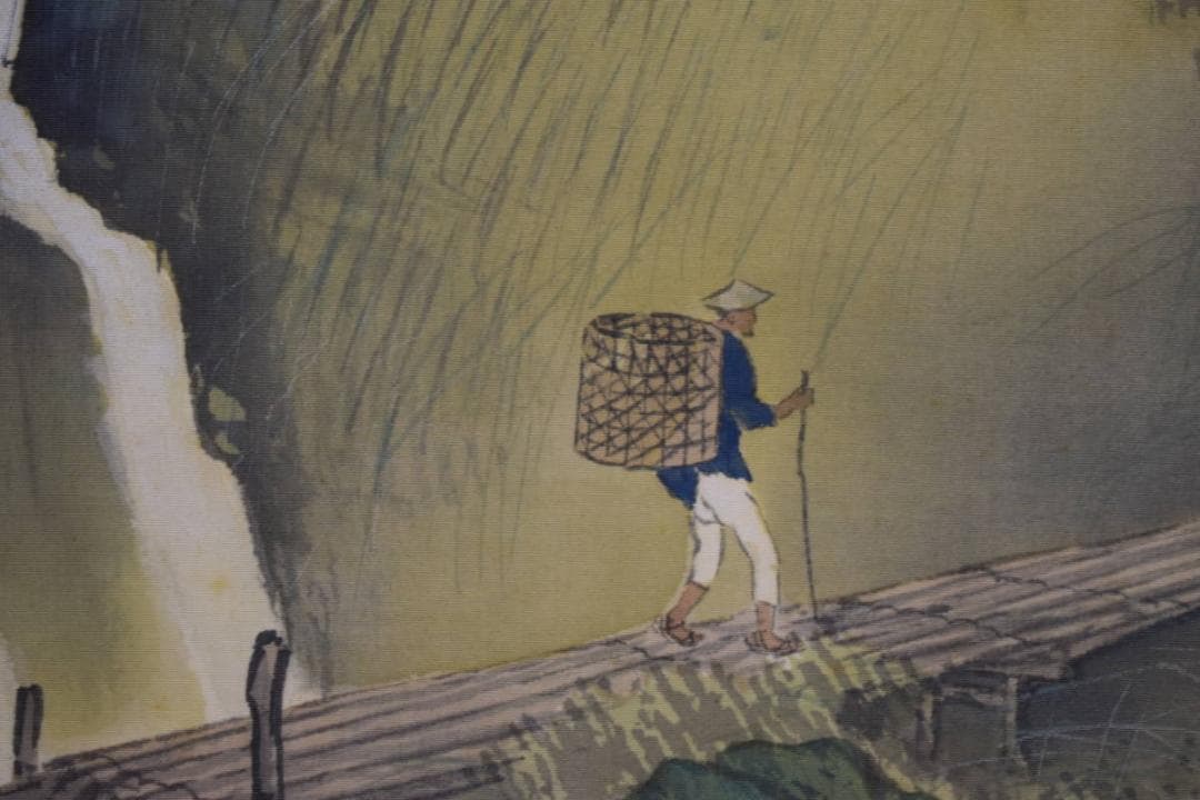 真作/田中頼完/頼章の子/秋渓山水人物図/桐共