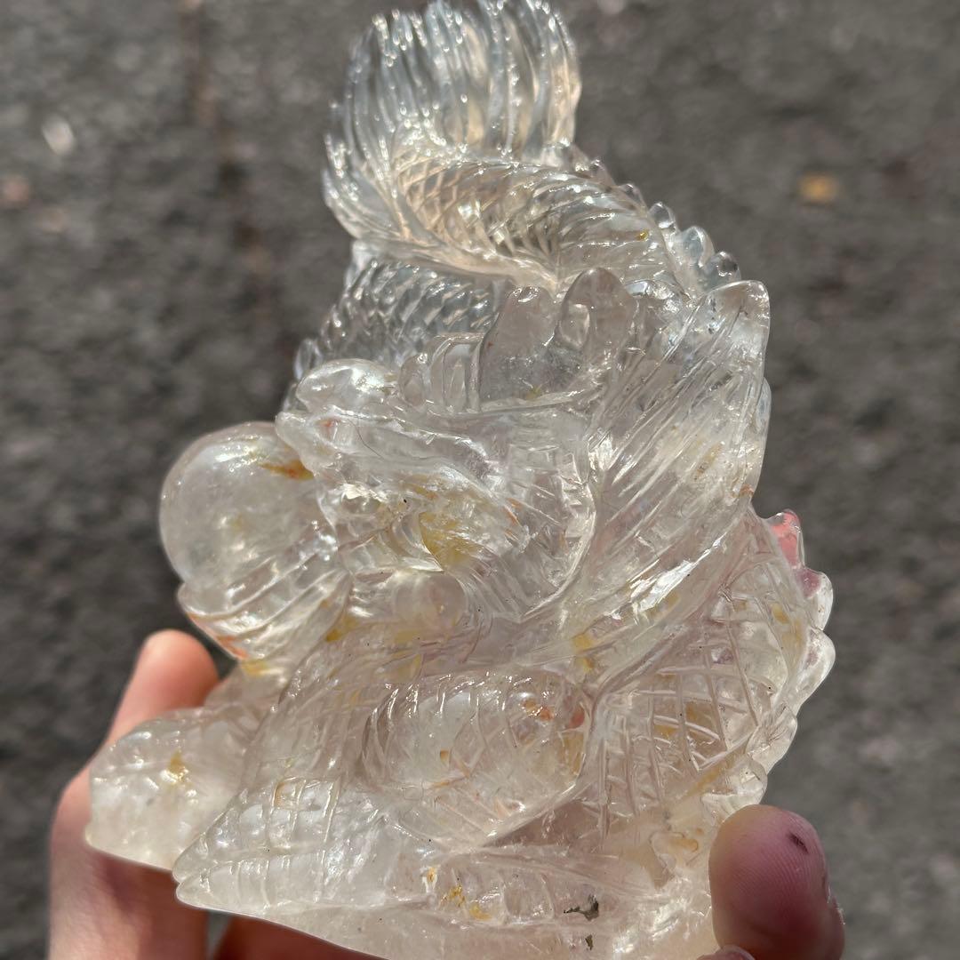 天然石水晶の龍 置物 ご購入前に在庫確認必要G.218