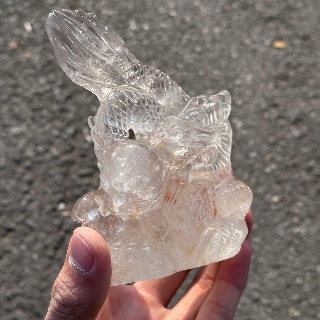 天然石水晶の龍 置物 ご購入前に在庫確認必要G.218
