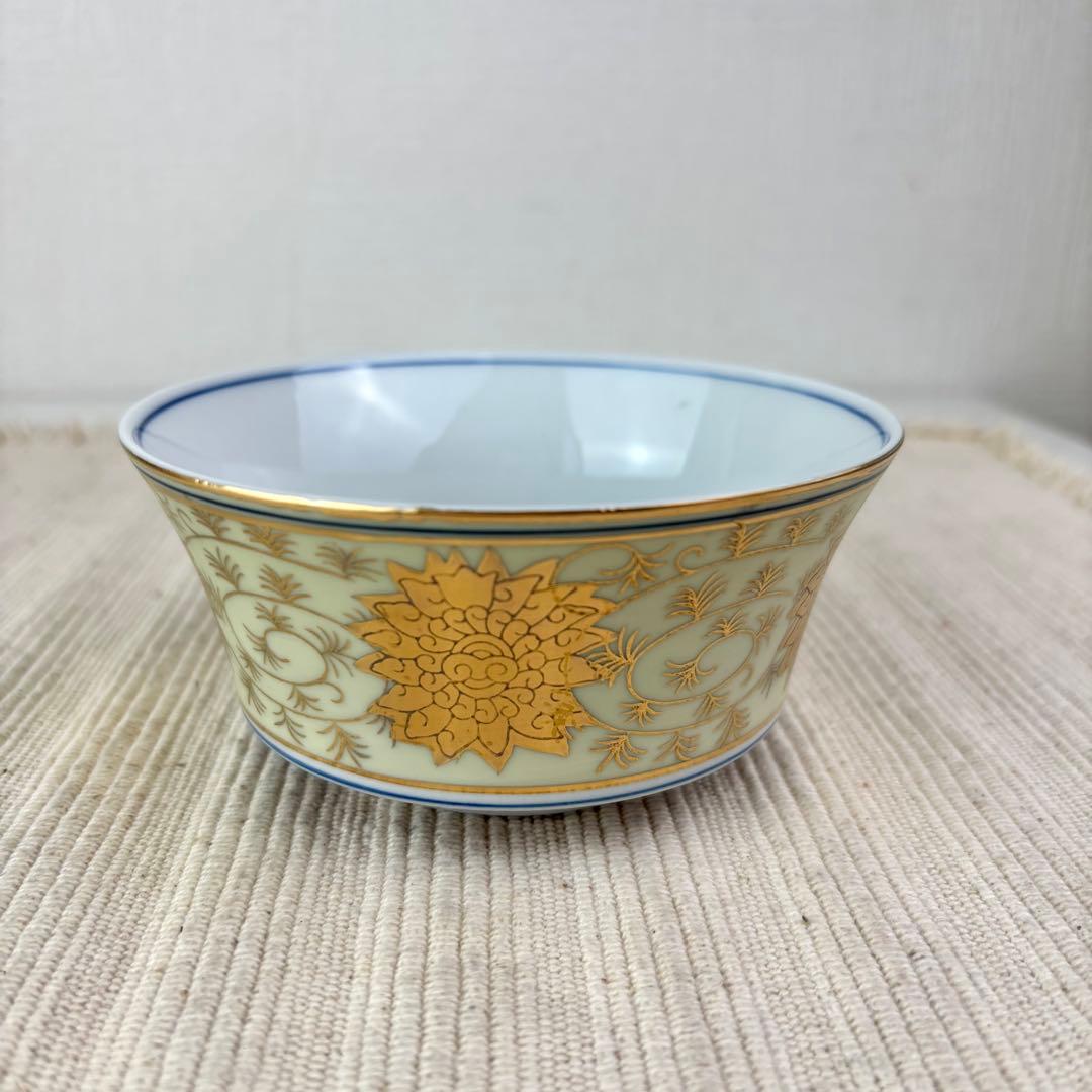 新品未使用】九谷焼 洋山 向付 小鉢 中鉢 金彩 染付 5客 5点 セット 揃