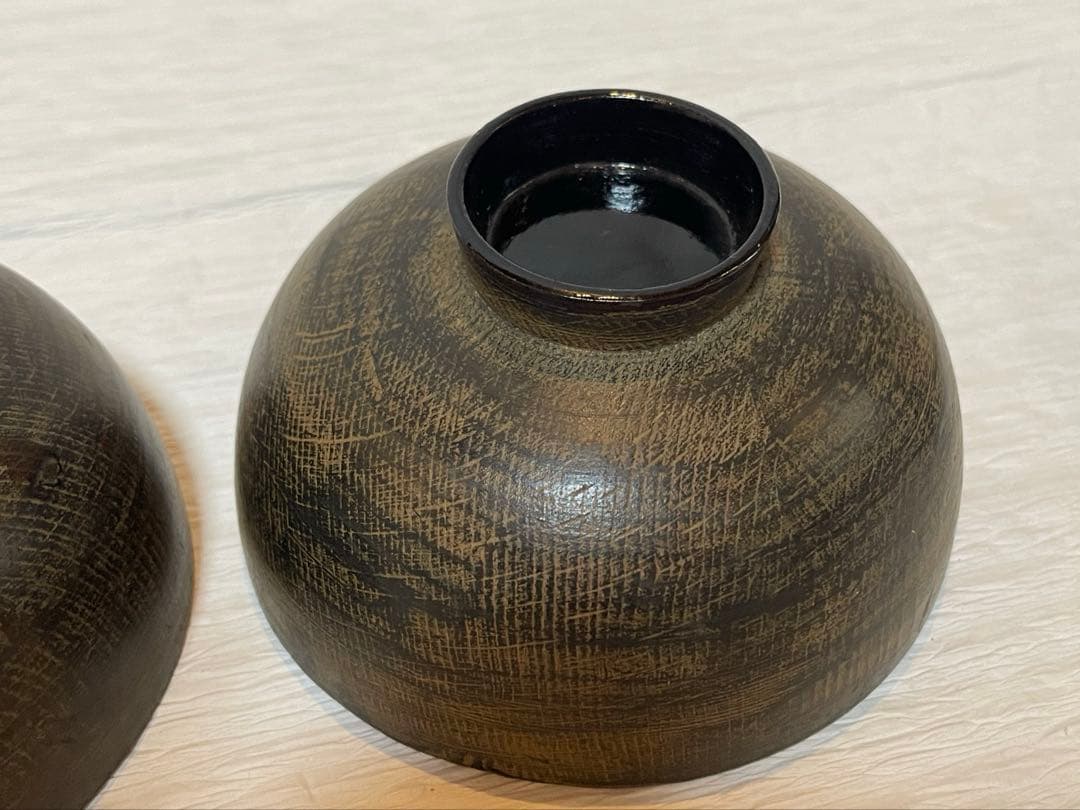 鉄錆塗 漆器 会津塗 吸物椀 2客 骨董 蓋付き椀 明治大正時代267 - メルカリ