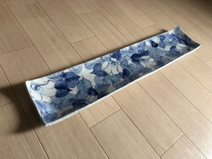 ◉超特大長皿・約72cm【料理屋さん必見・一点物品】九谷焼24寸・古染椿・角長皿 宮内庁御用窯】長角皿揃 色絵牡丹唐草/山本長左 （木箱入り） - 和食器
