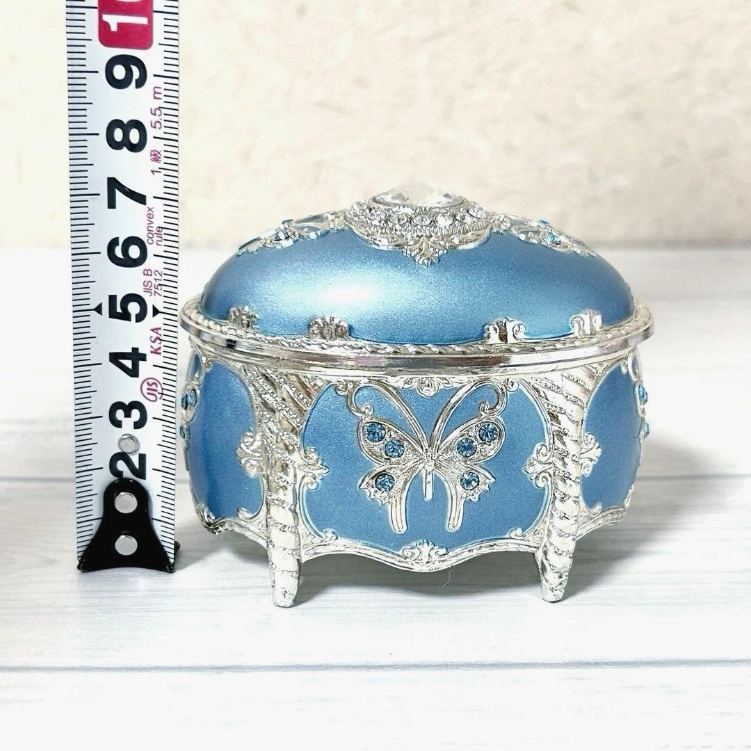 スワロフスキー アンチモニー だ円 オルゴール 宝石箱 ブルー 星に願い