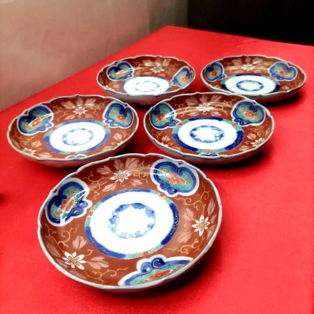 有田焼 伊万里焼 古伊万里 金彩 色絵 豆皿 小皿 4寸皿5客セット ②