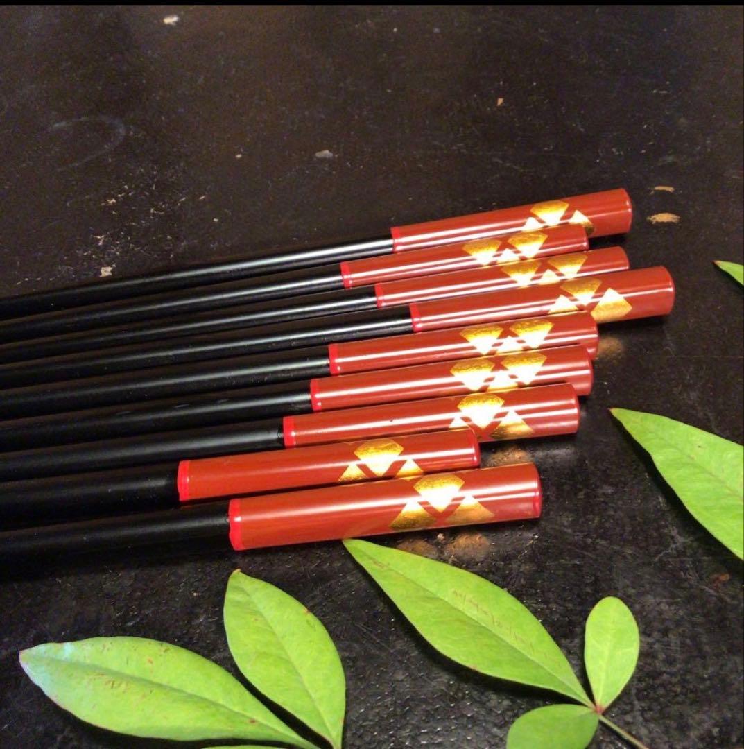 A1062 木製漆器 懐石道具 秀衡塗 椀 （丸三漆器）5客箸 5膳 揃え