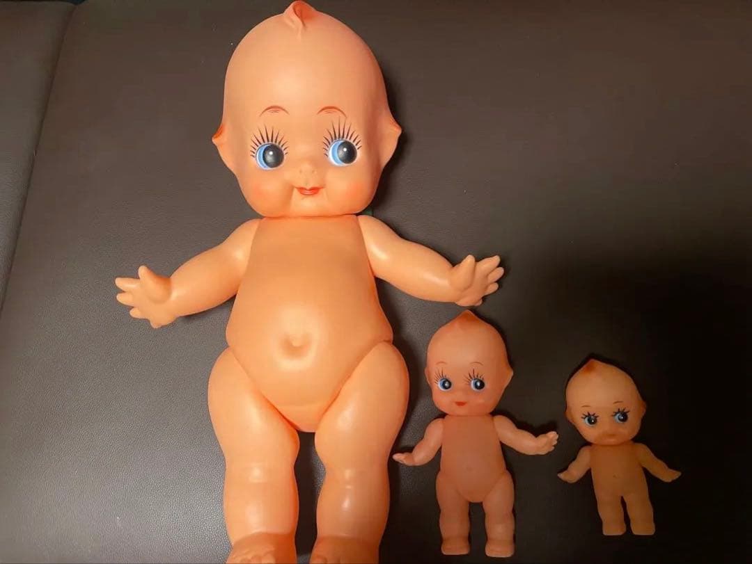 緑の羽付き キューピー人形 昭和レトロ3体セット 60cm特大 ソフビ