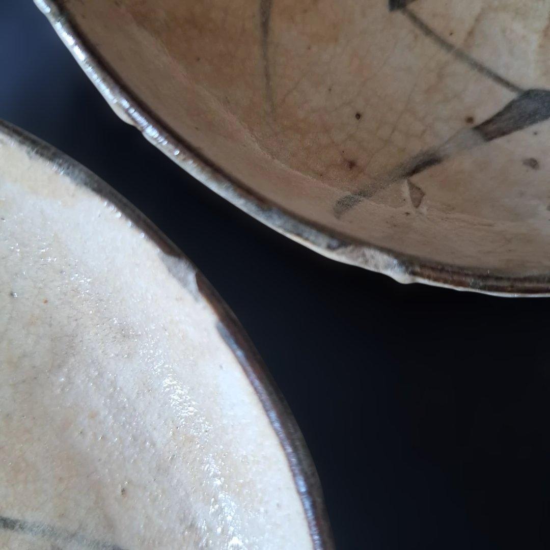 渋さ 枯れ味 志野焼の魅力！」 志野皿(幅14cm)5客セット 箱付き 骨董ア