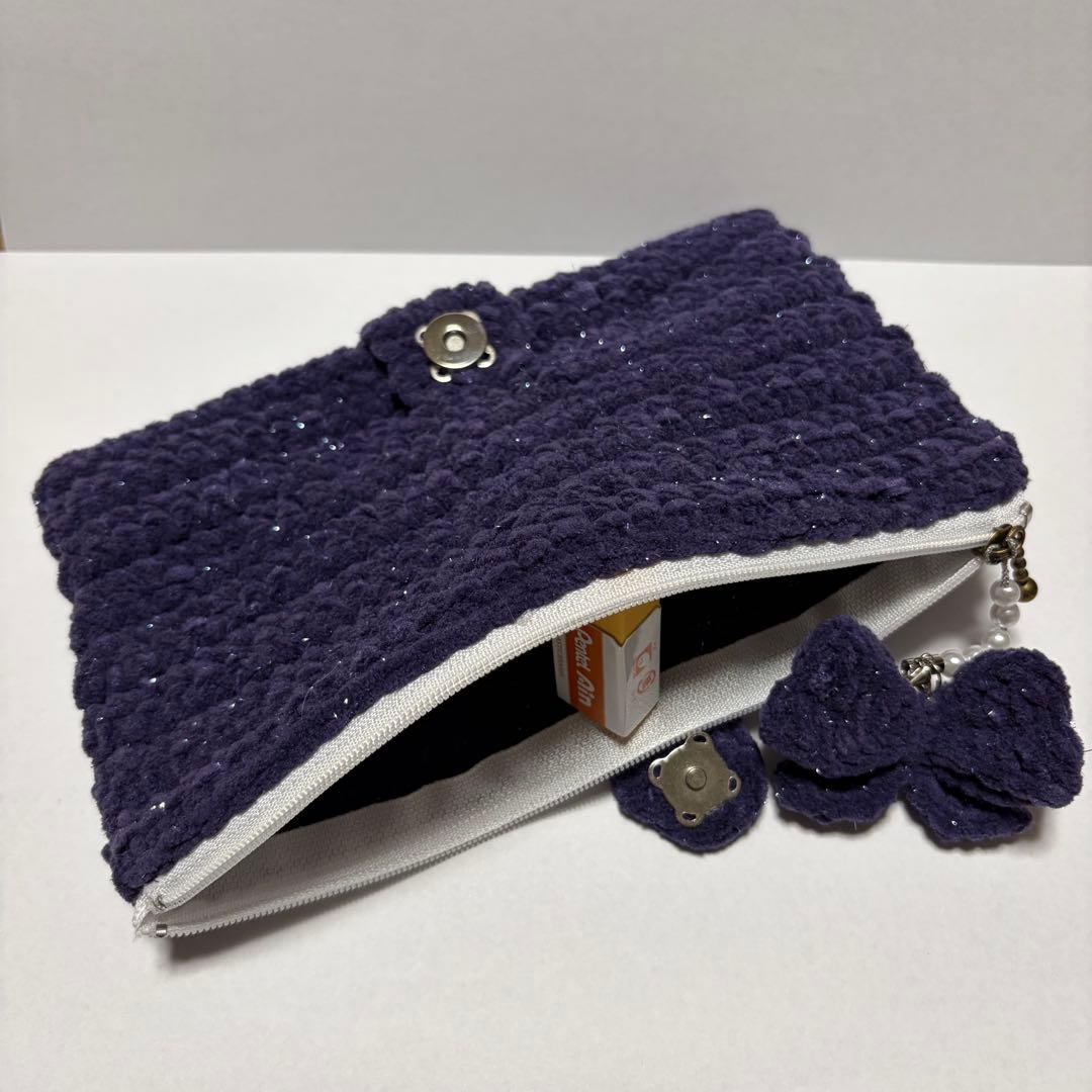 リボンペンケース リボンポーチ ハンドメイド プリンセスモール 濃紫