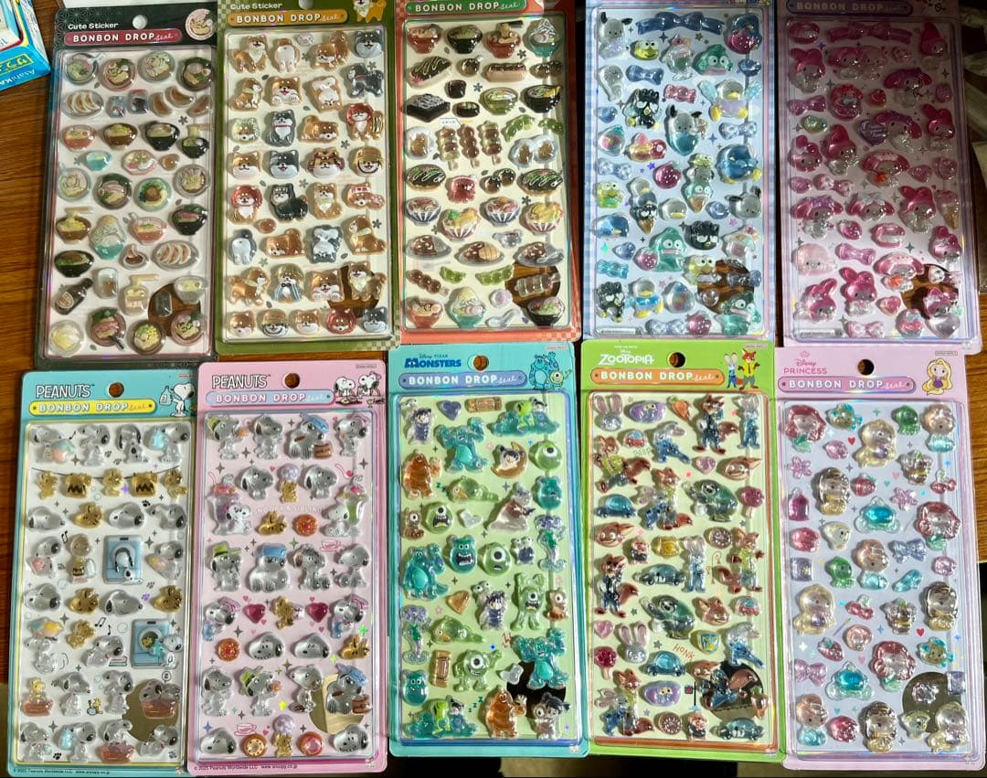 ボンボンドロップシール 国内正規品 サンリオ ディズニー 10枚セット サンスター文具 ディズニー シール ボンボンドロップシール リロアンド