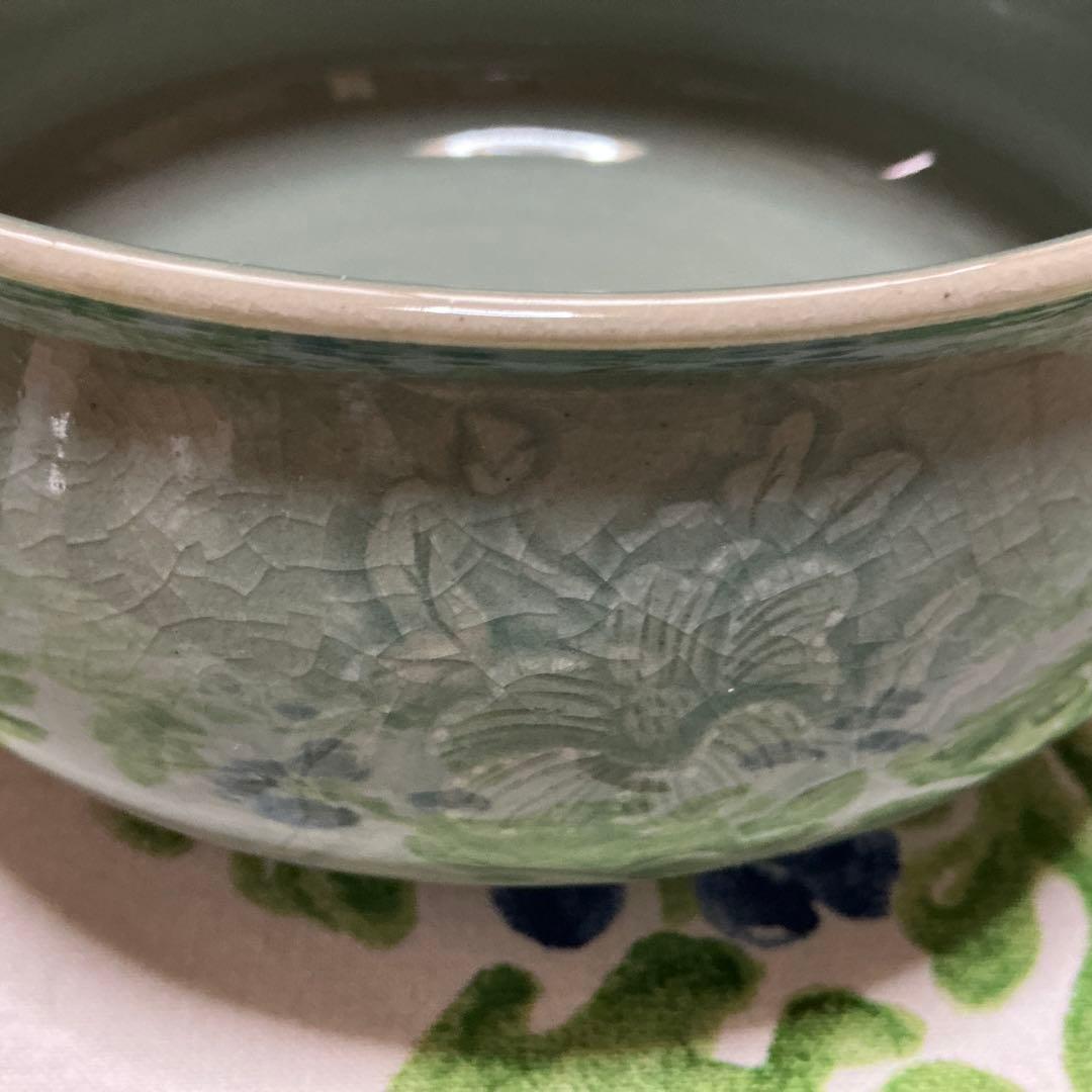 高麗青磁 茶道用建水 流谷作