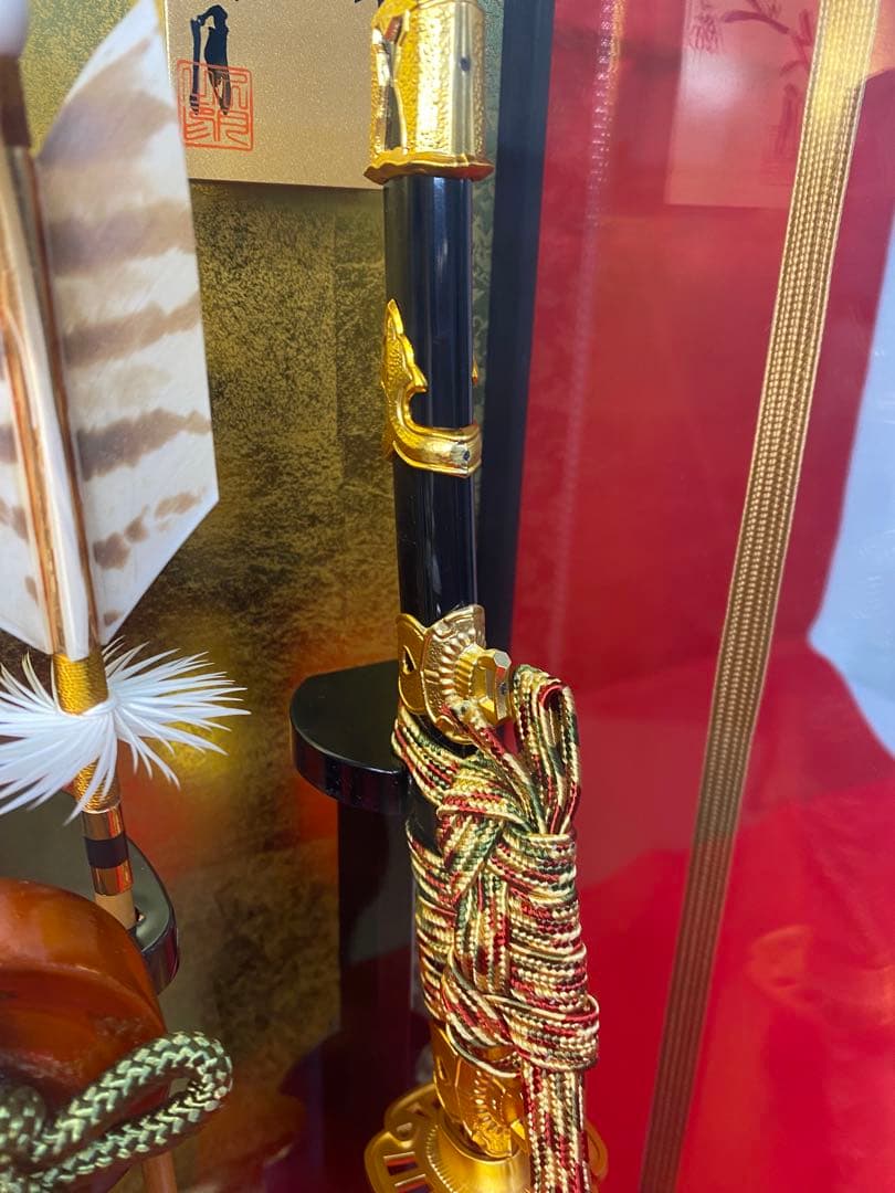 東京久月 破魔弓 安芸の金銀紙ガラスケース・間口約24×奥行約19×高