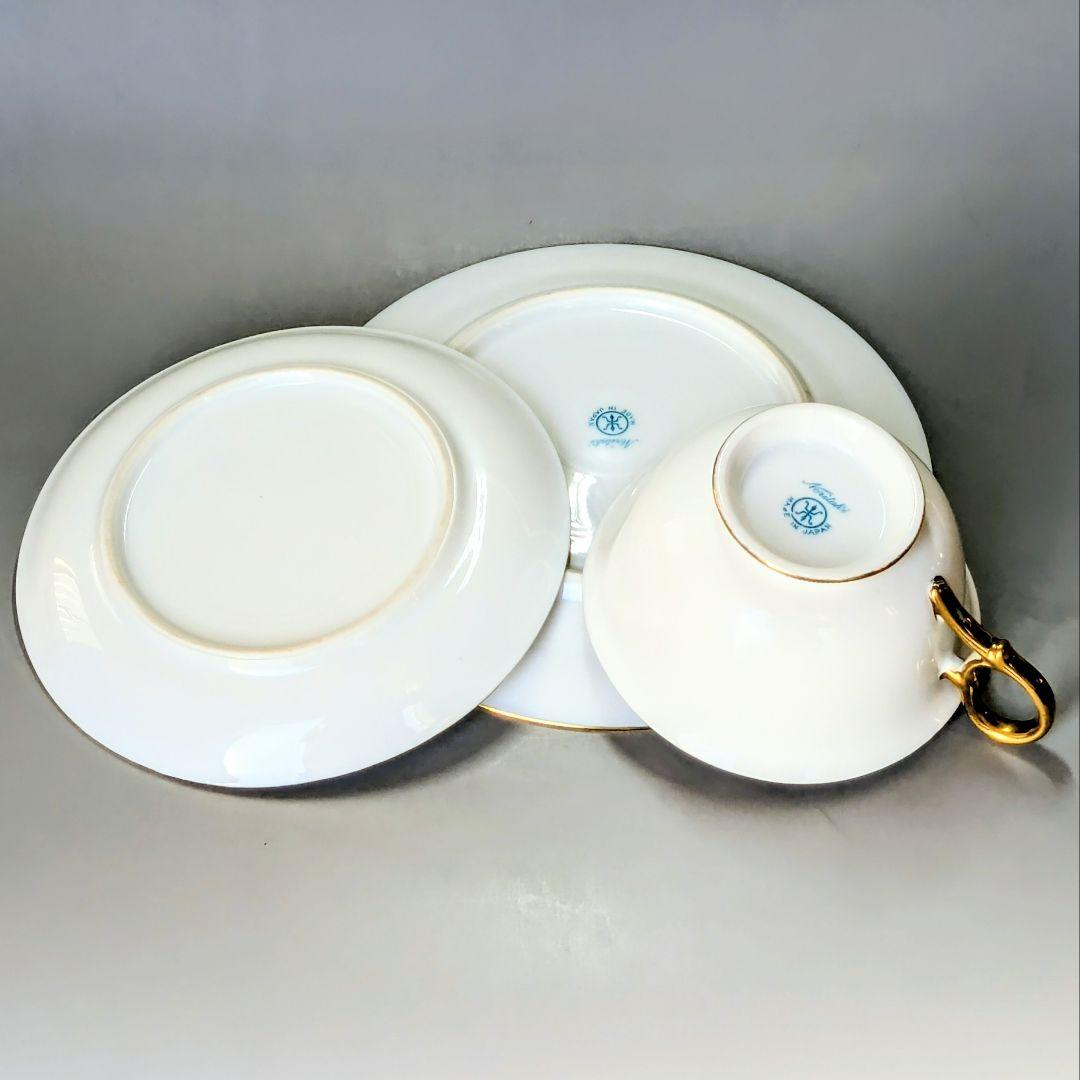 オールドノリタケ銘品 金盛上藍帯連鎖装飾紋 カップ＆ソーサー