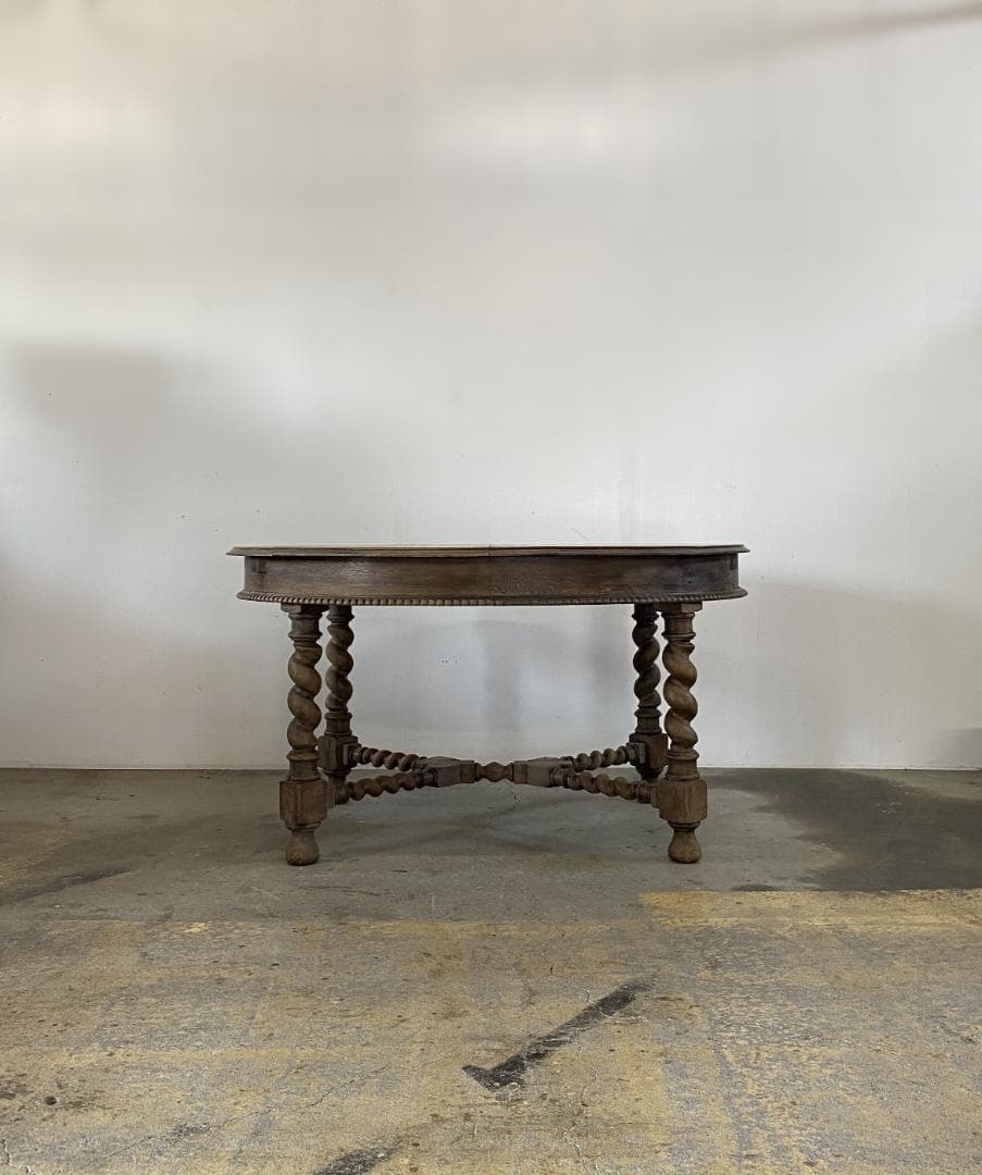 フランス アンティーク Round Oak Table オーク テーブル アンティークラウンドテーブル.5 フランスアンティーク家具 剥離オーク