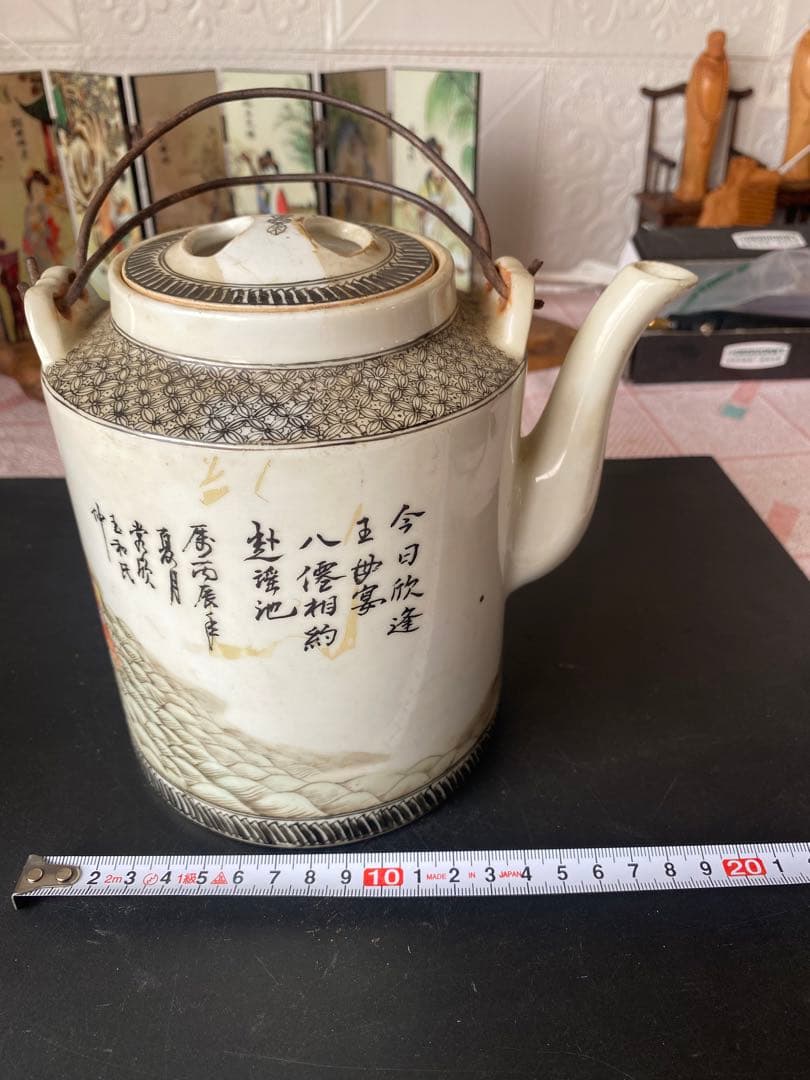 本物 中国古美術 時代物 粉彩 民国 蓋物 茶入 茶道具 中国古玩 骨董品 在