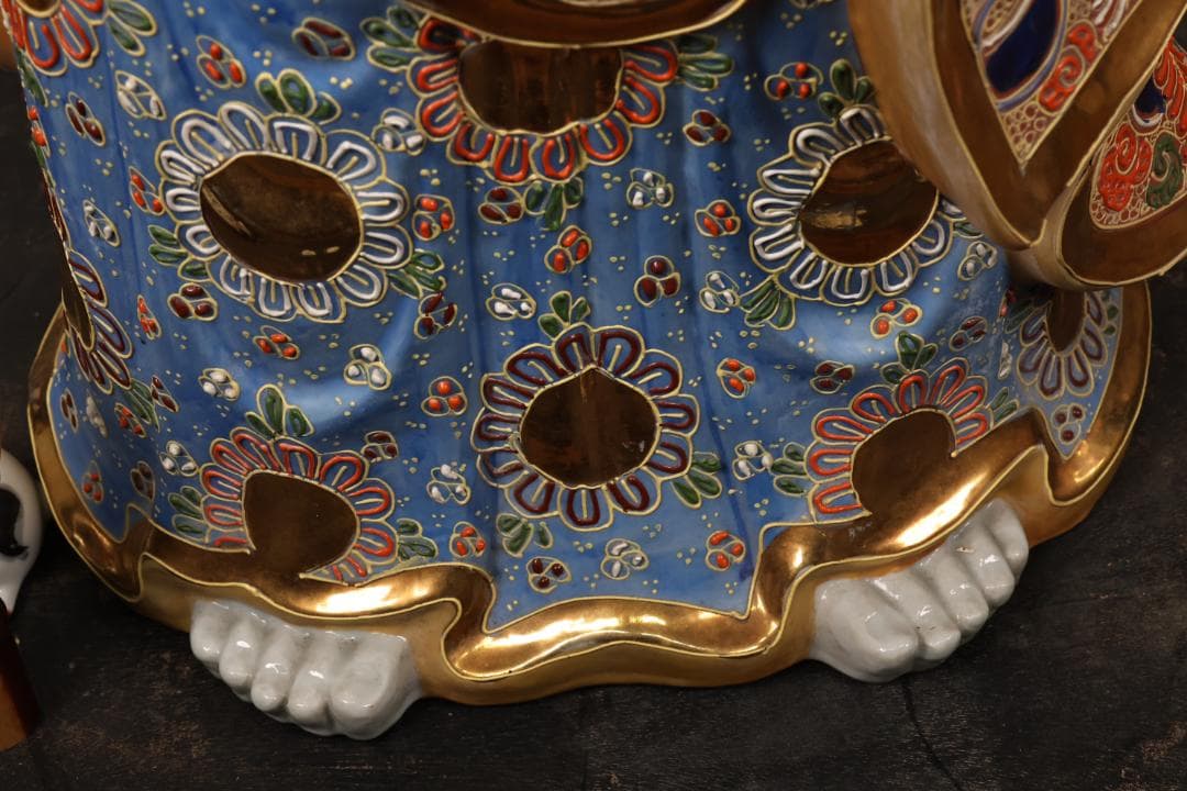 R様専用 九谷焼 八幡窯 特大 色絵金彩観音菩薩像 置物 高90㎝