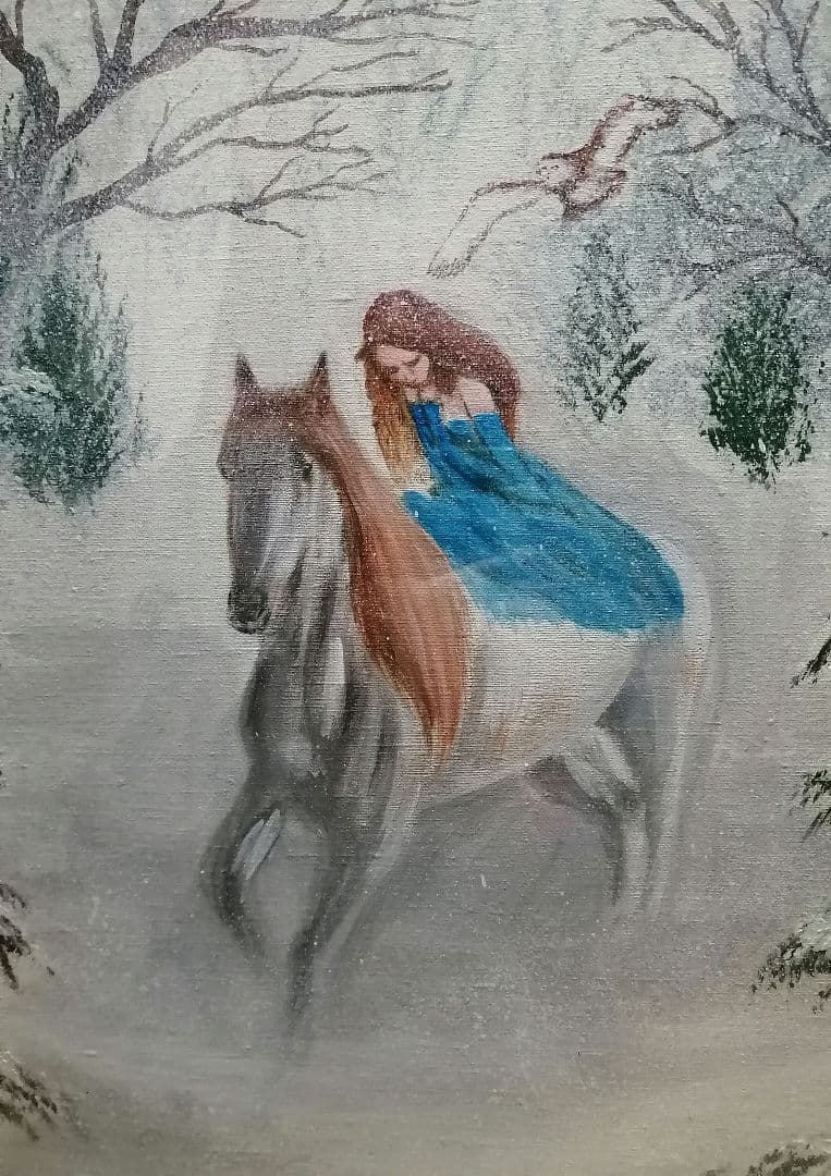 絵画 アクリル絵 アクリル絵の具 神話 キャンバス 額縁 馬