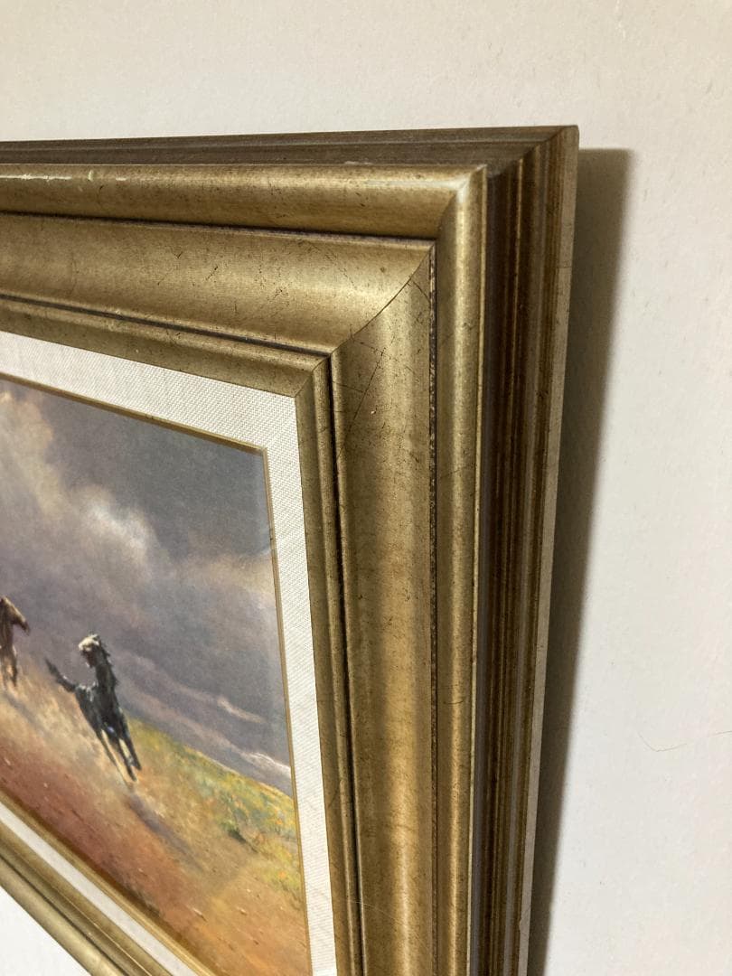 馬の油彩画 ペーテル・ニコライ・アルボ 荒野の群馬 油絵複製画 6号 額