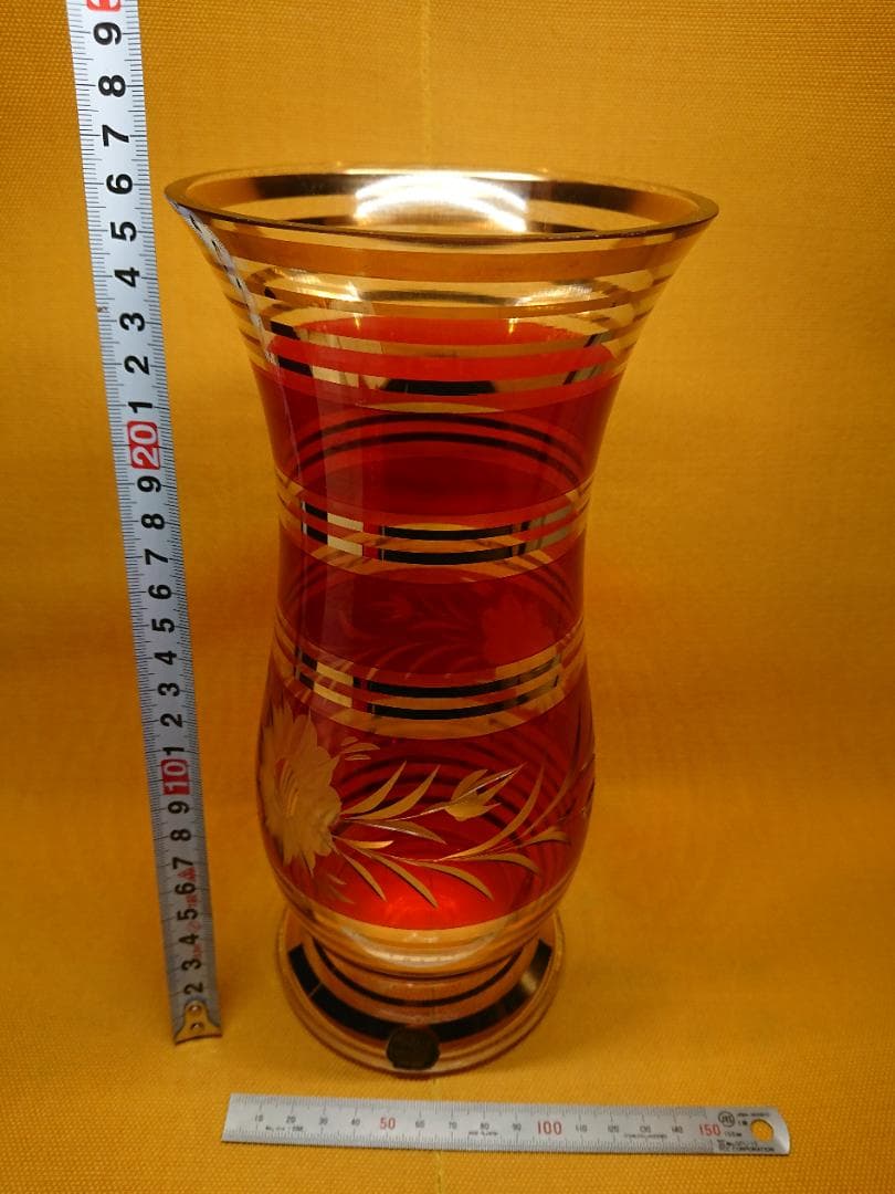 美品】花瓶花器ボヘミアグラス置物インテリア工芸品美術品A3044