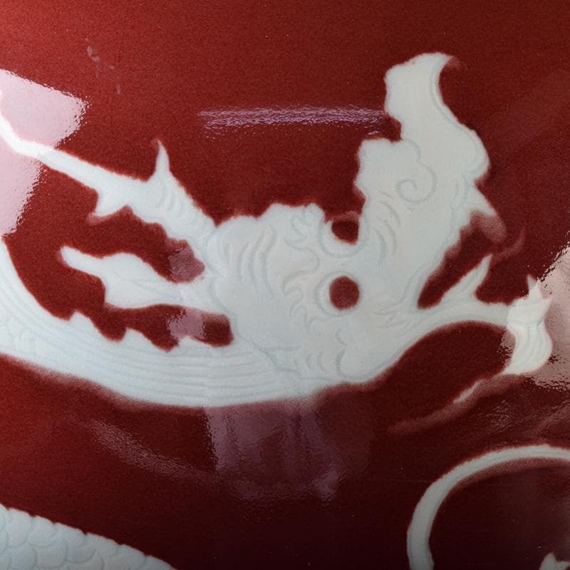 中国 中国 缸豆紅釉 龍文瓶 梅瓶 M 7313A