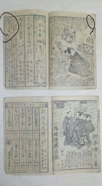 合巻版画本七ふしぎ葛飾譚九編上下二冊売りになりす。種彦著、二代国貞画