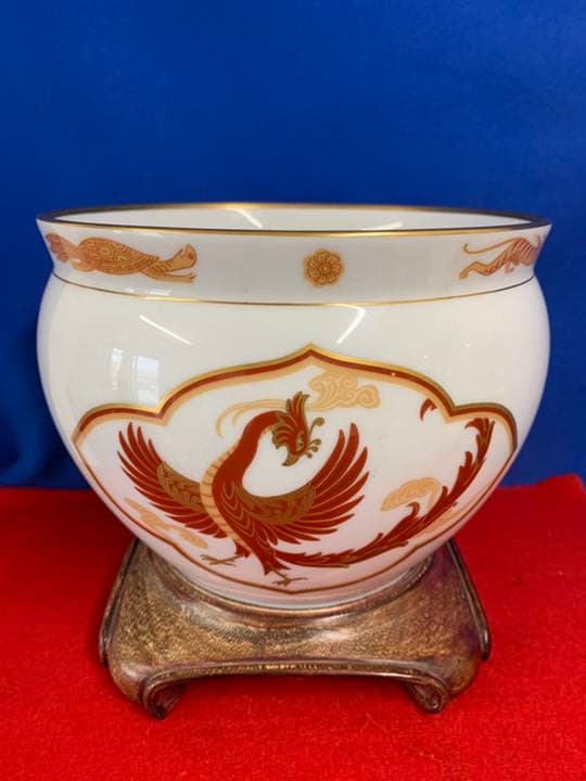 大倉陶園 朱雀 限定版 フランクリン 高級磁器 花瓶 L108250921 - 工芸