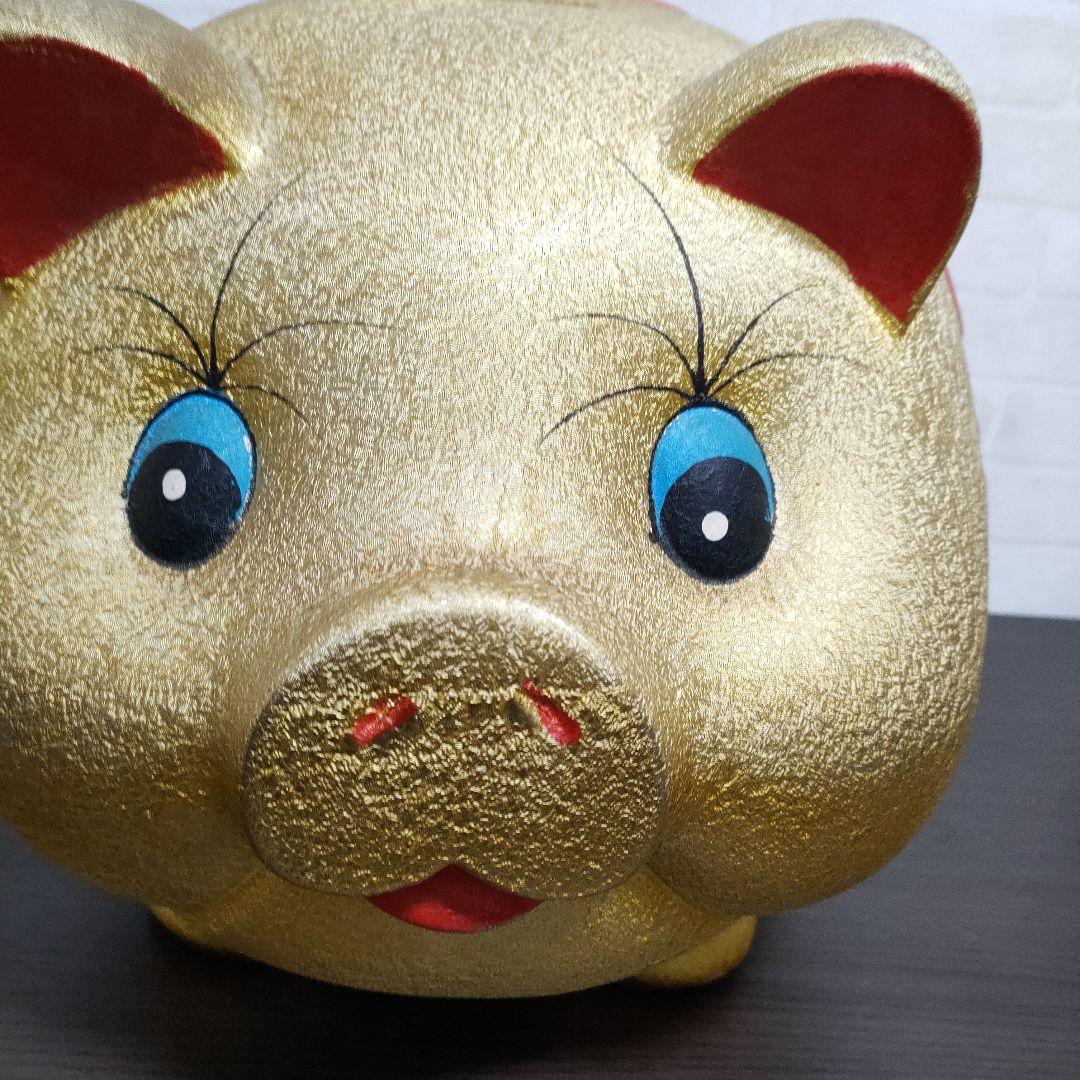 希少】超特大サイズ 金の豚 ブタ 貯金箱 招財進賓 高さ約32cm - メルカリ
