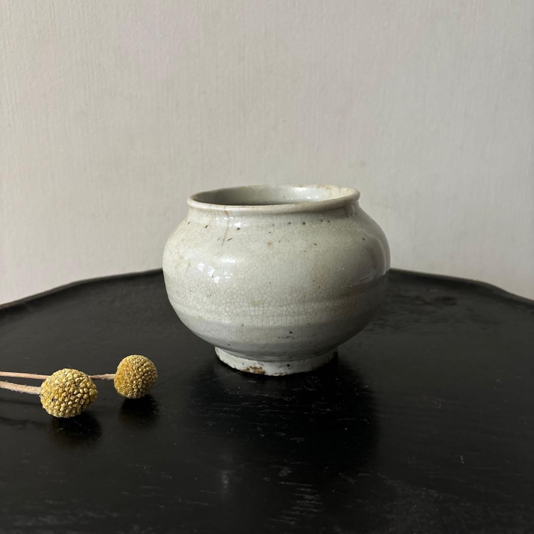 李朝壷 白磁 丸壷 塩笥壺 韓国オンギ.骨董品.スッカラ.アンティーク