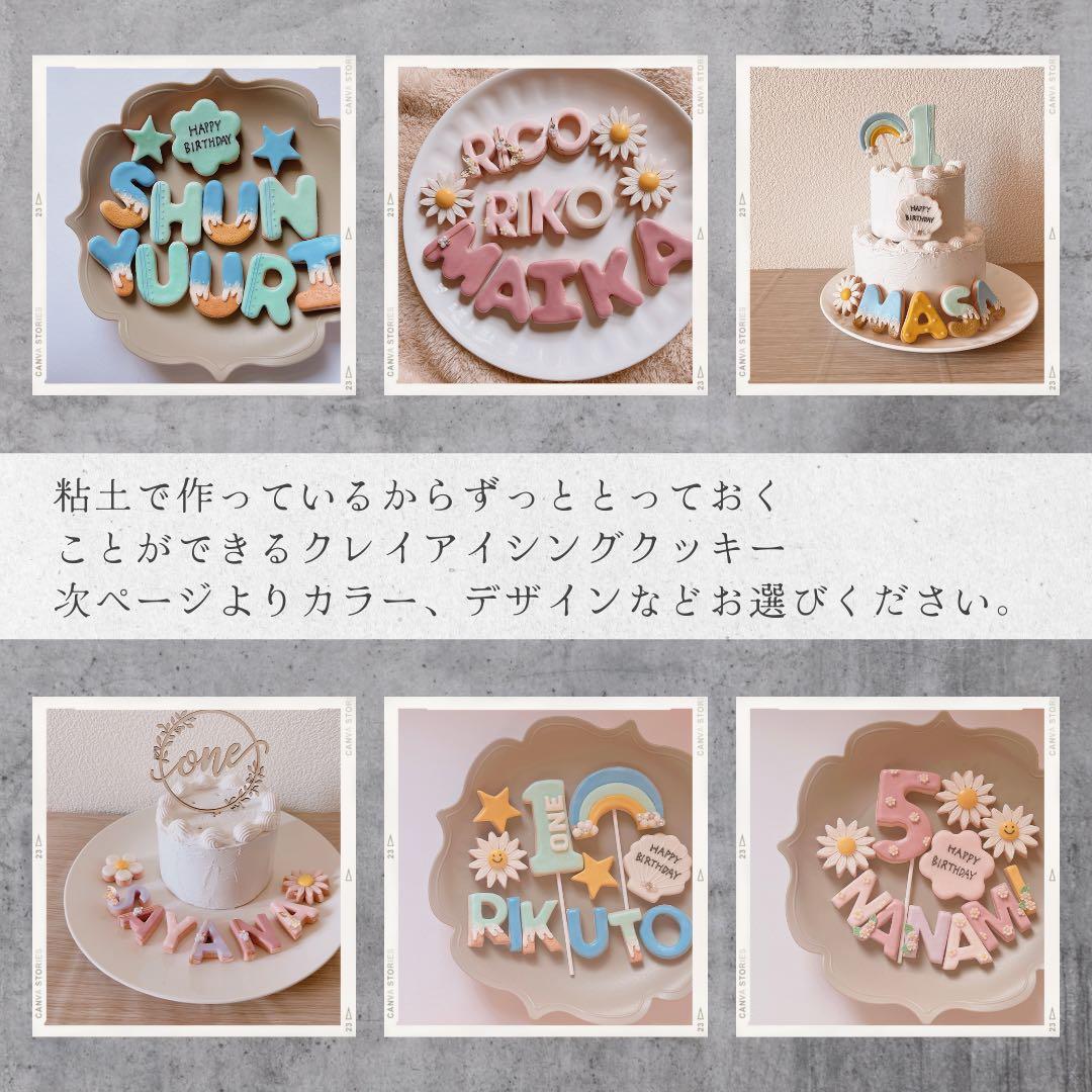フェイクお名前アイシングクッキーオーダーページ クレイケーキ