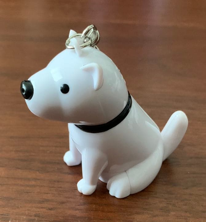 ☆動作確認済☆しゃべる白いお父さん犬 青 キーホルダー ソフトバンク
