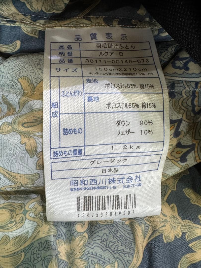 未使用】昭和西川 掛けふとん SL 150x210cm フェザー90％ - メルカリ