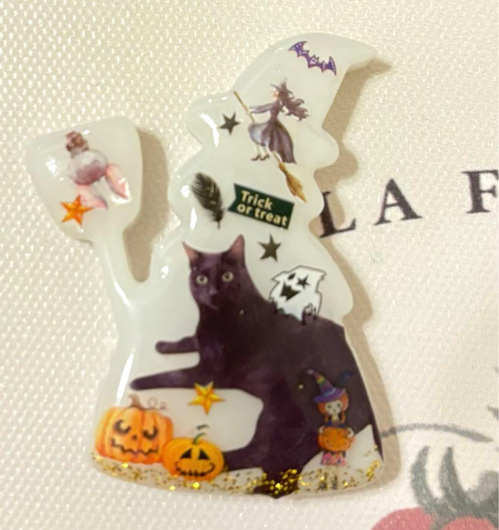NO.341❤黒猫 ハロウィン ❤レジンヘアゴム ブローチ
