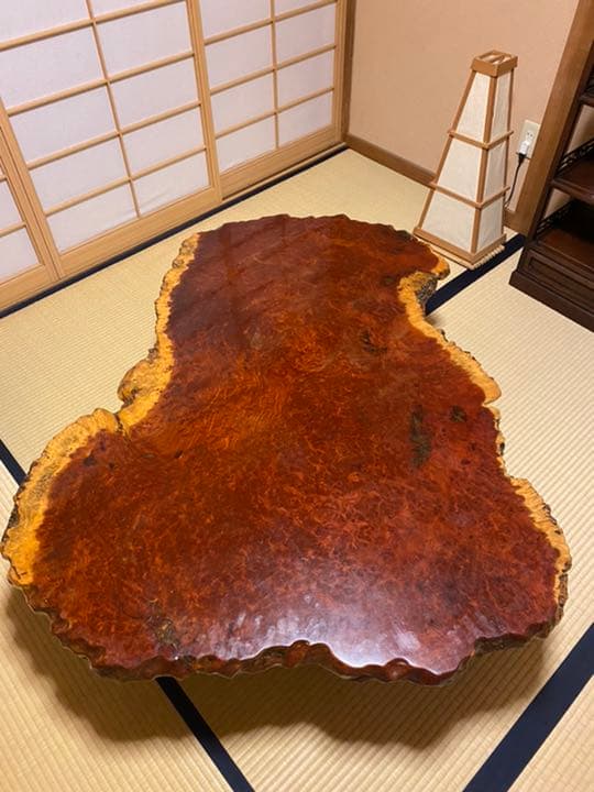 天然 花梨（カリン) 一枚板 高級大型テーブル 瘤 中古 座卓 - メルカリ